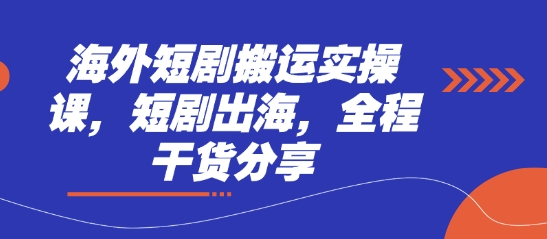 海外短剧搬运实操课，短剧出海，全程干货分享-细水创业邦