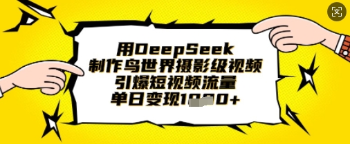用DeepSeek制作鸟世界摄影级视频,引爆短视频流量,单日变现1k-细水创业邦