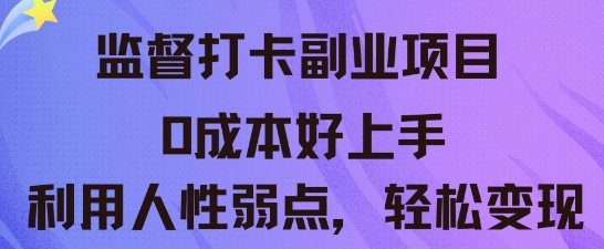 监督打卡副业新玩法,0成本好上手,利用人性的弱点轻松变现-细水创业邦