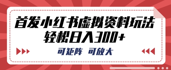 首发小红书虚拟资料玩法，可矩阵，可放大，轻松日入3张-细水创业邦