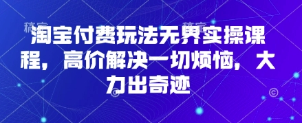 淘宝付费玩法无界实操课程,高价解决一切烦恼,大力出奇迹-细水创业邦