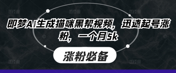 即梦AI生成猫咪黑帮视频，迅速起号涨粉，一个月5k-细水创业邦