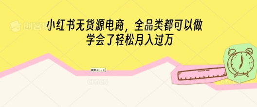 小红书无货源电商，全品类都可以做，学会了轻松月入过W-细水创业邦