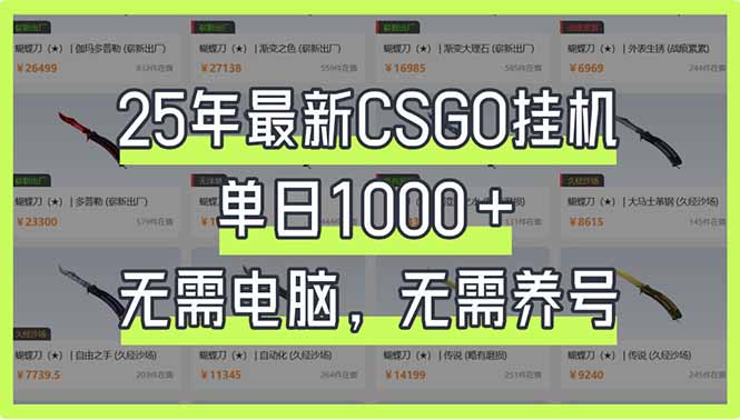 (14178期)25年最新CSGO挂机系统,单日1000+,无需电脑,无需养号,0基础可上手-细水创业邦