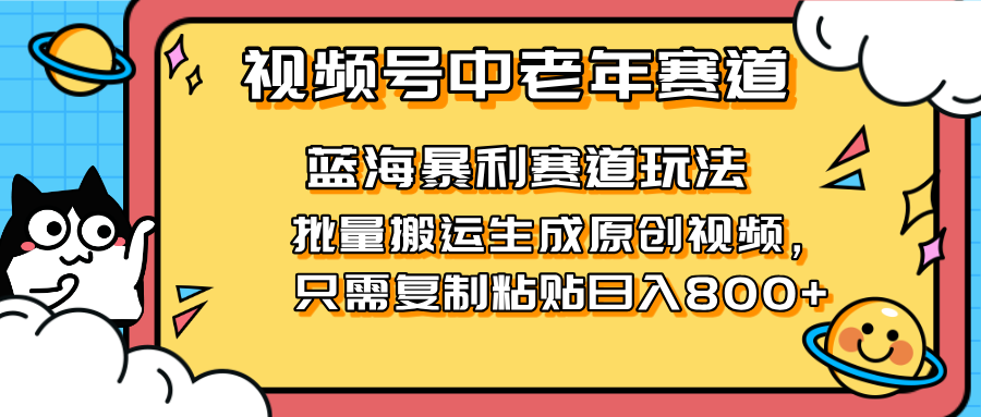 (14314期)2025视频号中老年短视频蓝海暴利风口!复制粘贴搬运视频单日赚800+,无...-细水创业邦