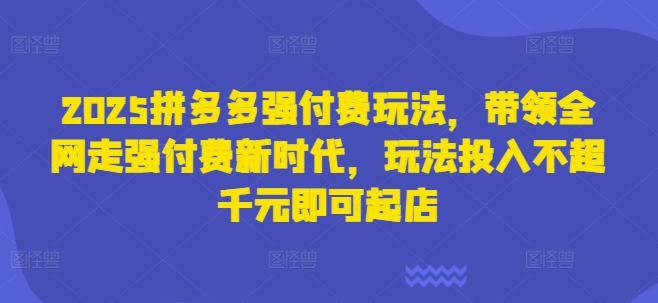 2025拼多多强付费玩法，带领全网走强付费新时代，玩法投入不超千元即可起店-细水创业邦