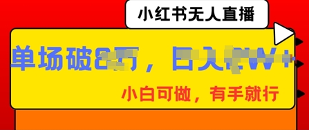 小红书无人直播，纯小白可做，有手就行，单场直播销售额破8w-细水创业邦