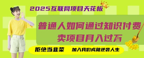 2025互联网项目天花板,普通人如何通过知识付费卖项目月入过W,拒绝当韭菜【揭秘】-细水创业邦