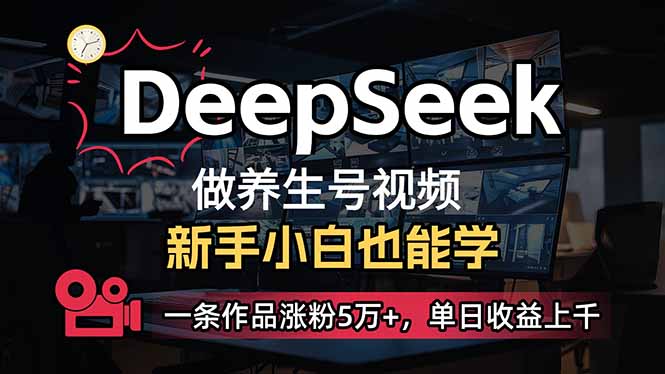 （14199期）小白用DeepSeek做养生号，一条作品涨粉5万+，单日收益上千-细水创业邦