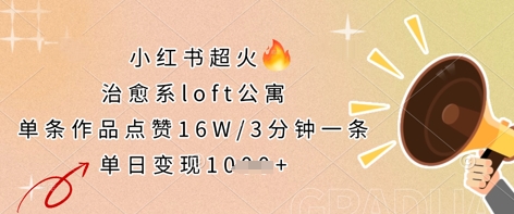 小红书超火的治愈系loft公寓，单条作品点赞16W，3分钟一条，单日变现数张-细水创业邦