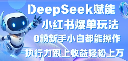 DeepSeek赋能小红书爆单玩法0粉新手小白都能操作，执行力跟上收益轻松上W，懒人勿做-细水创业邦