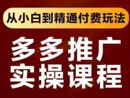 拼多多推广实操课程，从小白到精通付费玩法-细水创业邦