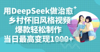 用DeepSeek做治愈乡村怀旧风格视频,爆款轻松制作,当日最高变现多张-细水创业邦